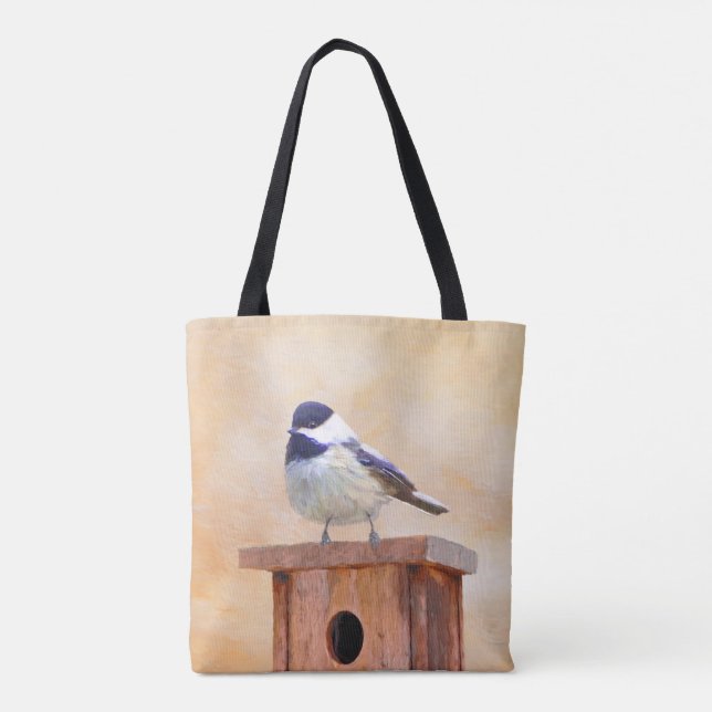 Chickadeo über Vogelmalerei Tasche (Rückseite)