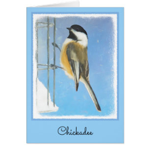Chickadeon Feeder Painting - Original Bird Art