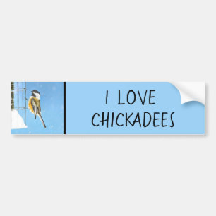 Chickadeon Feeder Painting - Original Bird Art Autoaufkleber