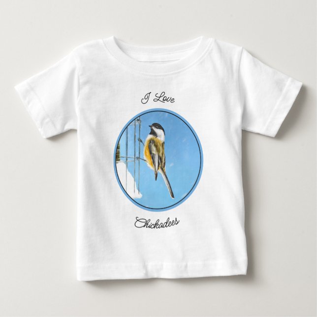 Chickadeon Feeder Painting - Original Bird Art Baby T-shirt (Vorderseite)