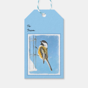 Chickadeon Feeder Painting - Original Bird Art Geschenkanhänger