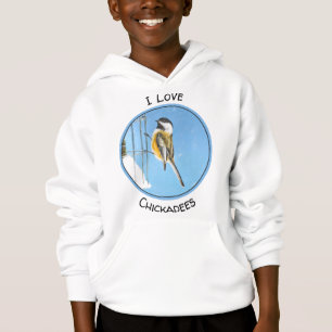 Chickadeon Feeder Painting - Original Bird Art Hoodie