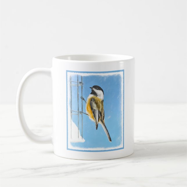 Chickadeon Feeder Painting - Original Bird Art Kaffeetasse (Links)