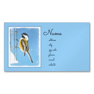 Chickadeon Feeder Painting - Original Bird Art Magnetische Visitenkarte