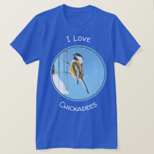 Chickadeon Feeder Painting - Original Bird Art T-Shirt