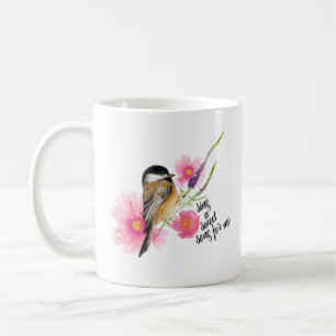 Chickadeschwarz getappte Wasserfarbe mit Sprichwor Kaffeetasse
