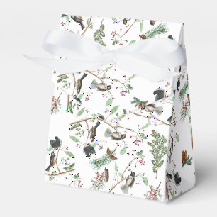 Chickadevögel Berries & Pinecones Wasserfarbe Geschenkschachtel