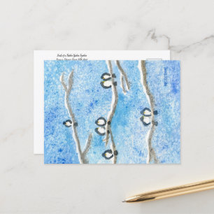 Chickadeweine auf Baumzweigen im Winterschnee Postkarte