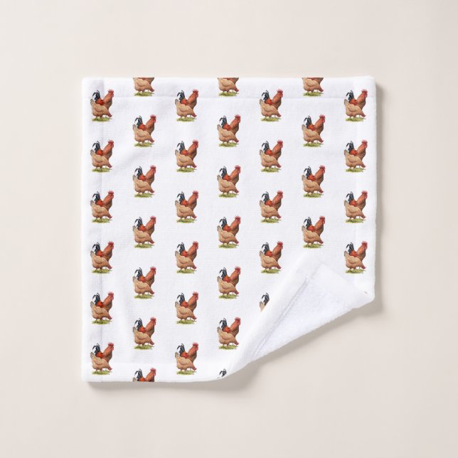 Chicken And Rooster Art, Poultry, Farm Animals (Gant de toilette)
