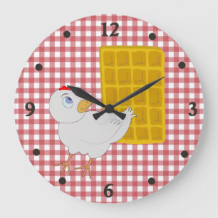 Chicken and Waffle Funny Kitchen Wall Clock Große Wanduhr