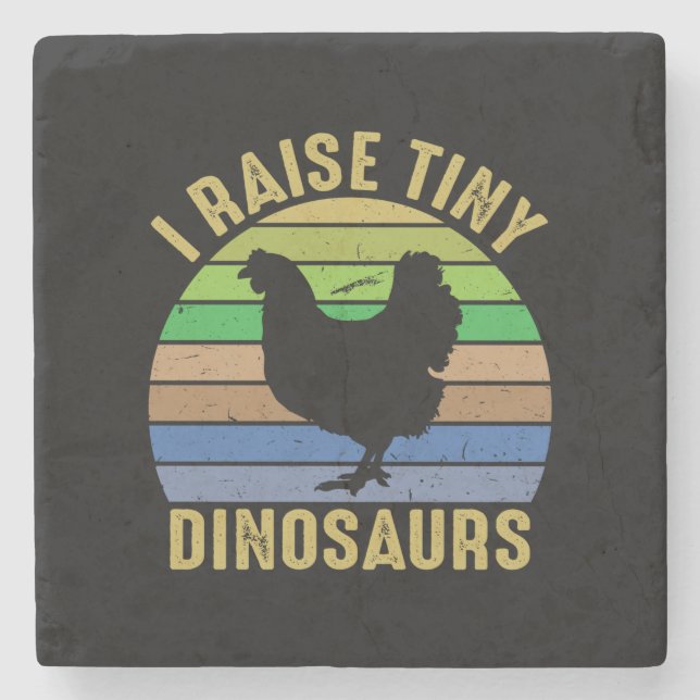 Chicken Art I Raise Tiny Dinosaurs Steinuntersetzer (Vorderseite)