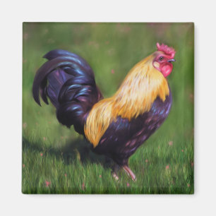 Chicken Art Stuart Bantam Rooster Magnet