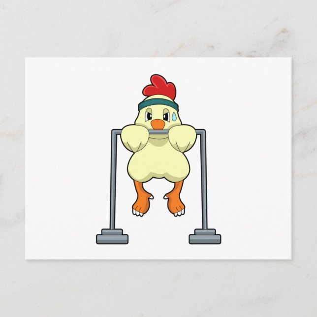 Chicken at Fitness Pull-ups Postkarte (Vorderseite)