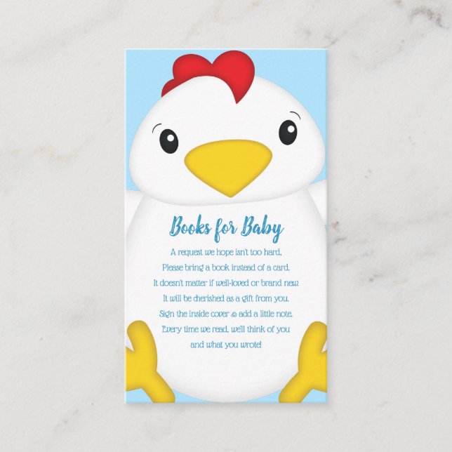 Chicken Baby Dusche Blue Begleitkarte (Vorderseite)