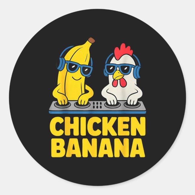 Chicken Banana Dj  Runder Aufkleber (Vorderseite)