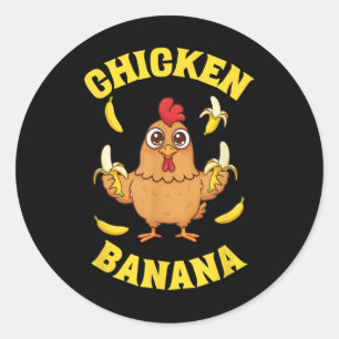 Chicken Banana Funny Runder Aufkleber