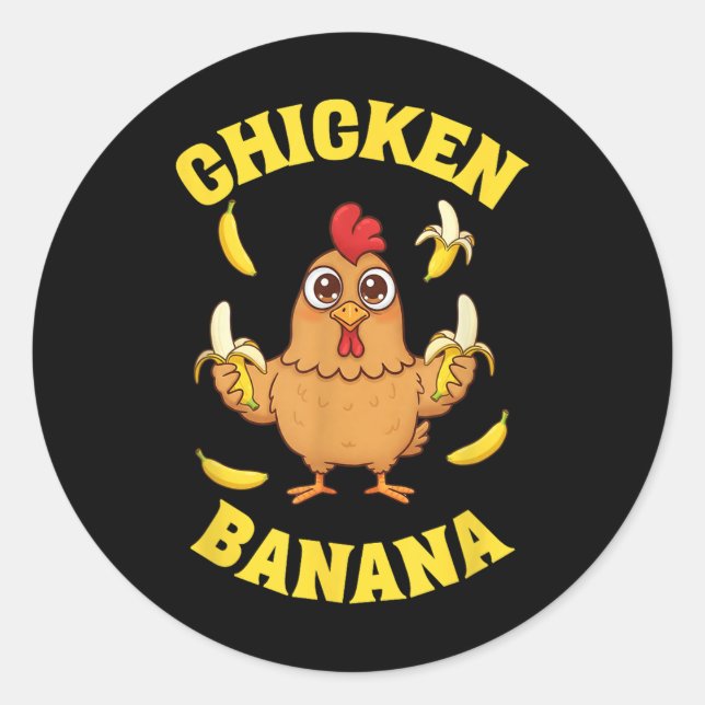 Chicken Banana Funny Runder Aufkleber (Vorderseite)