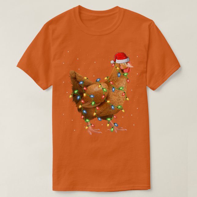 Chicken Bird Lover Xmas Lights T-Shirt (Design vorne)