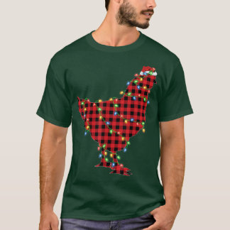 Chicken Bird Xmas Lights Rotes Buffalo Kariertes H T-Shirt