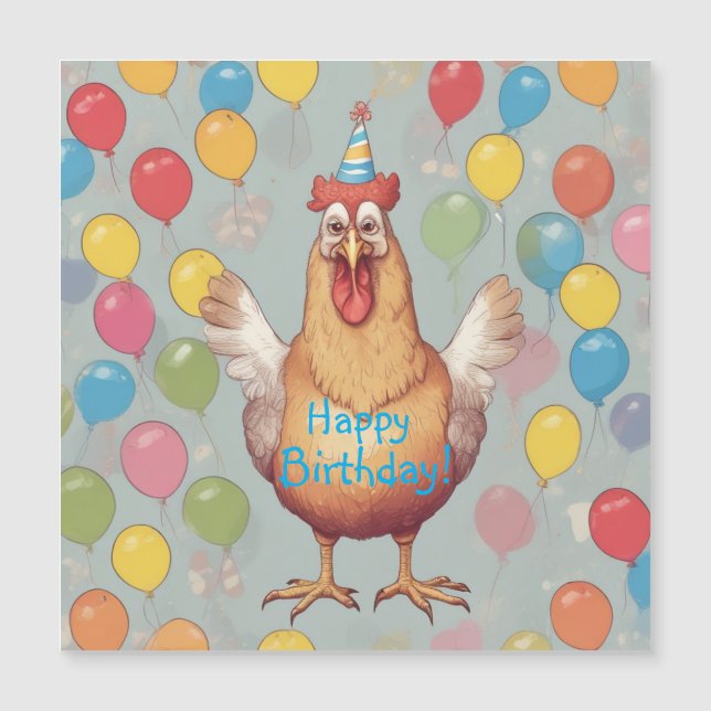 Chicken Birthday Party Magnetkarte (Vorderseite)