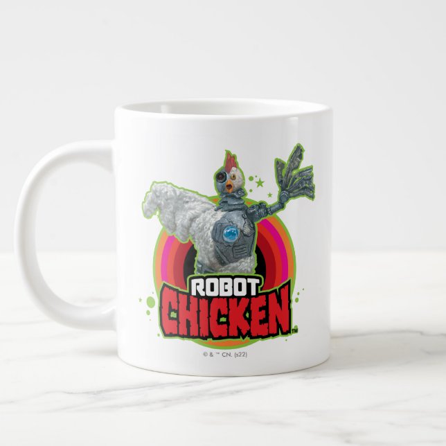 Chicken Character Logo Jumbo-Tasse (Links)