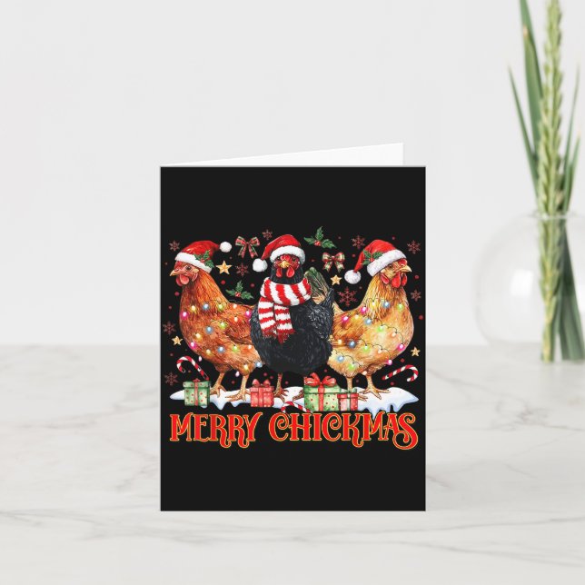 Chicken Christmas Merry Chickmas Santa Claus Hat F Karte (Vorderseite)
