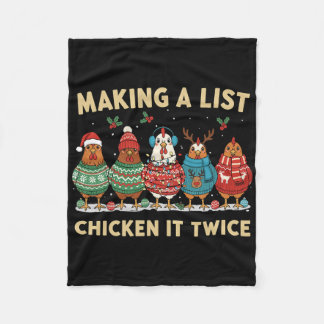 Chicken Christmas Shirt, Making A List Chicken It  Fleecedecke