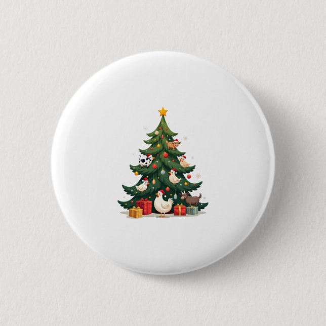 Chicken Cow Goat Horse Farm Animal Farmer Christma Button (Vorderseite)