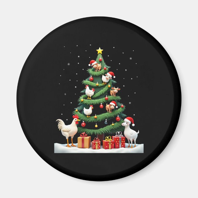 Chicken Cow Goat Horse Farm Animal Farmer Christma Magnet (Vorne)