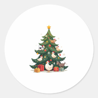 Chicken Cow Goat Horse Farm Animal Farmer Christma Runder Aufkleber