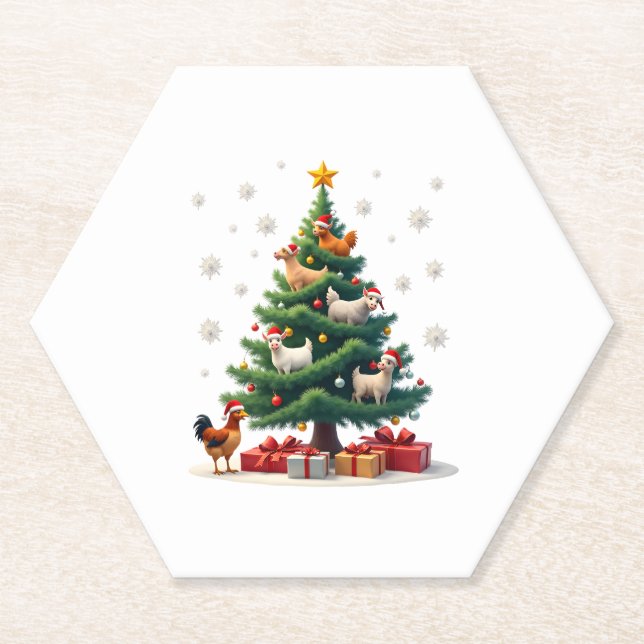 Chicken Cow Goat Horse Farm Animal Farmer Christma Untersetzer (Vorderseite)