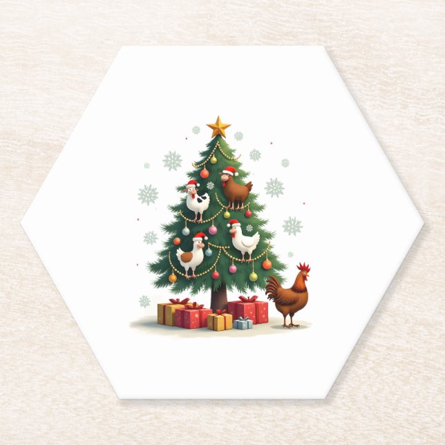 Chicken Cow Goat Horse Farm Animal Farmer Christma Untersetzer (Vorderseite)