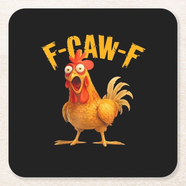 Chicken F-Caw-F Classic Cool Unique Rechteckiger Pappuntersetzer (Vorderseite)