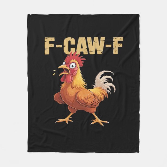 Chicken F-Caw-F Classic Funny Retro Fleecedecke (Vorderseite)