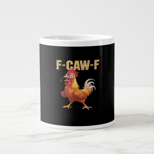 Chicken F-Caw-F Classic Funny Retro Jumbo-Tasse (Vorderseite)
