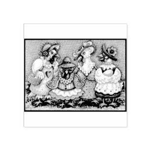 CHICKEN FRIENDS, HEN PARTY RUBBER BRIEFMARKE GUMMISTEMPEL