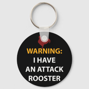 Chicken Gag Geschenk Funny Attack Rooster Shirt Schlüsselanhänger