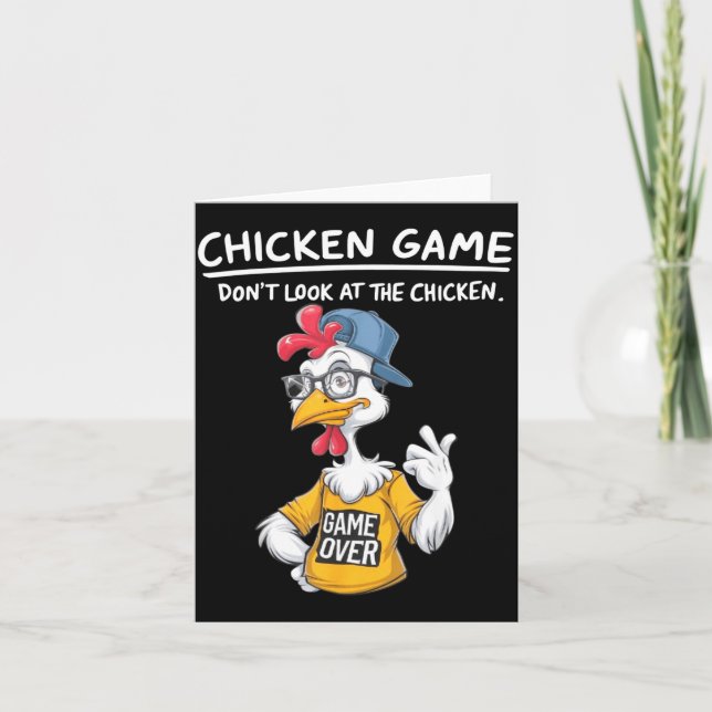 Chicken Game Humorous Family Tee - Uni-adults &amp Karte (Vorderseite)