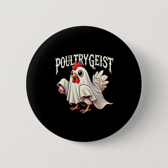 Chicken Ghost Ultrygeist Funny Halloween Farmer  Button (Vorderseite)