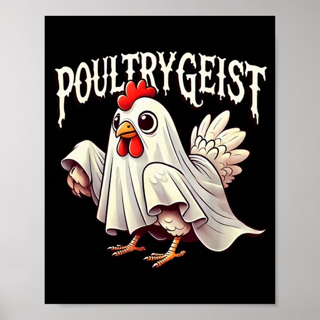 Chicken Ghost Ultrygeist Funny Halloween Farmer  Poster (Vorne)