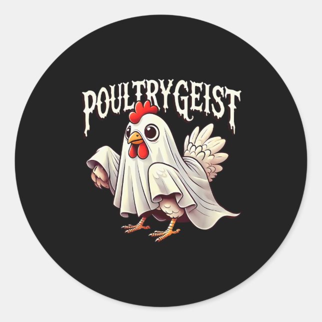 Chicken Ghost Ultrygeist Funny Halloween Farmer  Runder Aufkleber (Vorderseite)