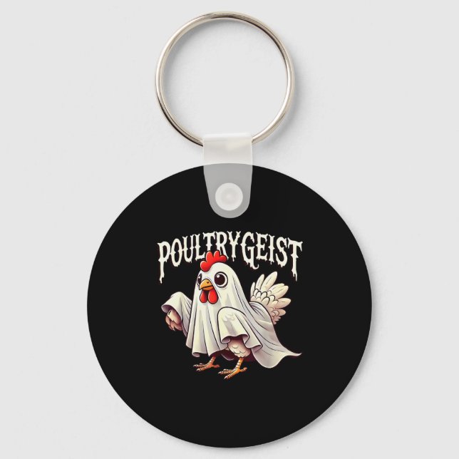 Chicken Ghost Ultrygeist Funny Halloween Farmer  Schlüsselanhänger (Vorderseite)