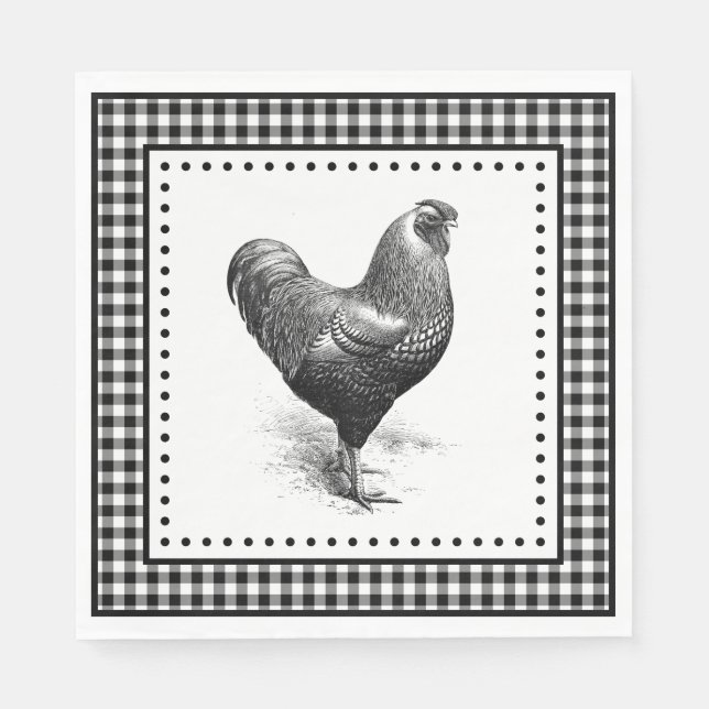 Chicken Gingham Serviette (Vorderseite)