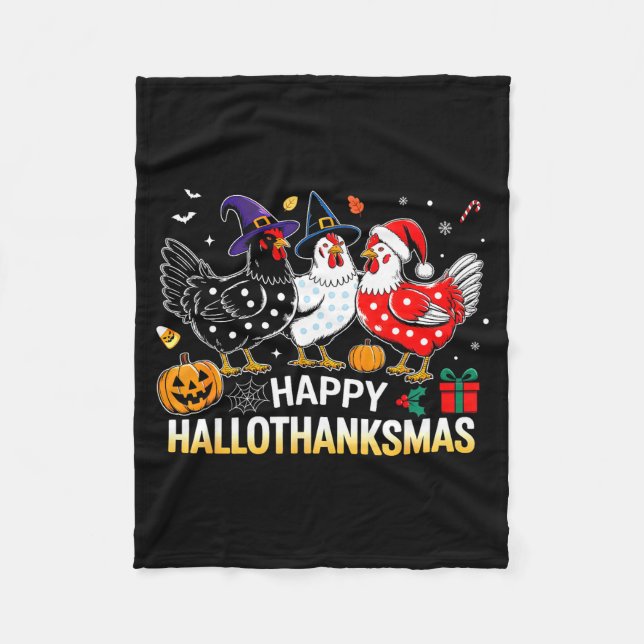 Chicken Halloween Thanksgiving Funny Happy Halloth Fleecedecke (Vorderseite)