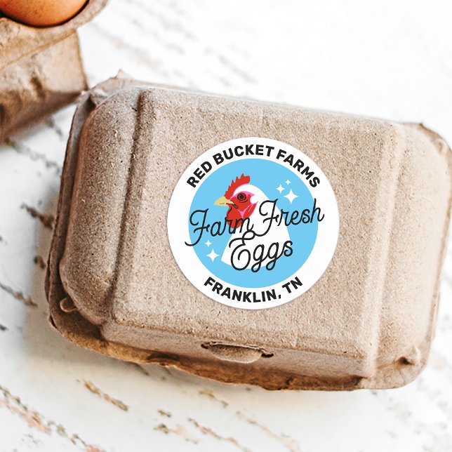 Chicken Head Farm Oeufs frais Carton Étiquette (Créateur téléchargé)
