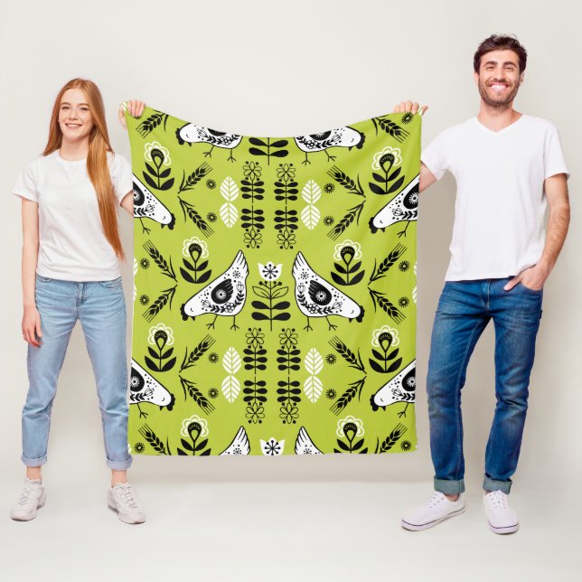 Chicken Hen Folk Fleecedecke (Beispiel)