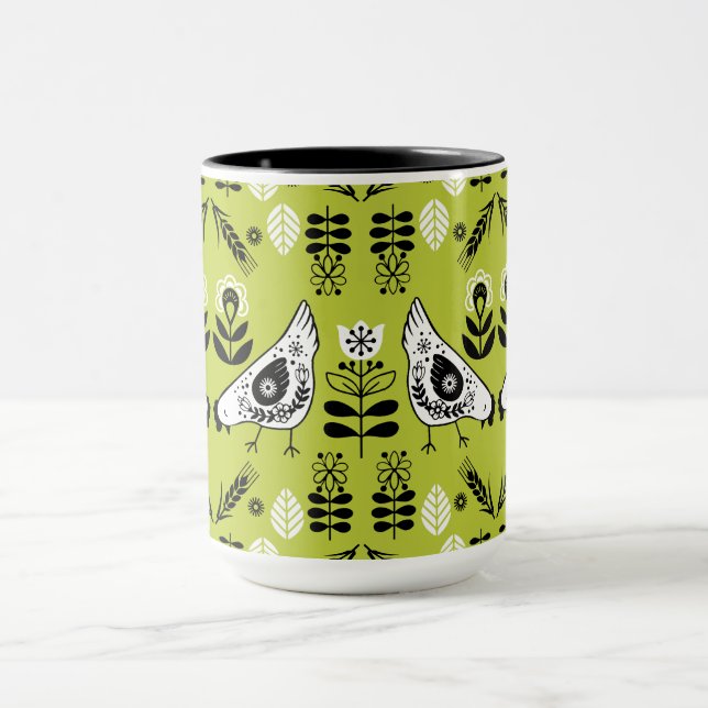 Chicken Hen Folk Tasse (Zentrum)