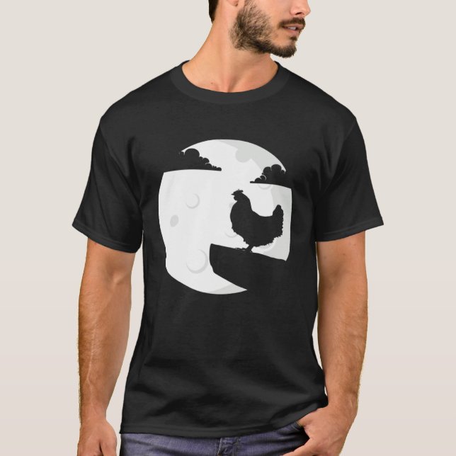 Chicken Howling Moon  Animal Silhouette Women Boys T-Shirt (Vorderseite)