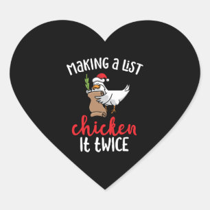 Chicken It zweimal Funny Chicken Weihnachtsdesign Herz-Aufkleber