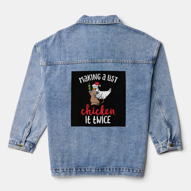Chicken It zweimal Funny Chicken Weihnachtsdesign Jeansjacke (Rückseite)